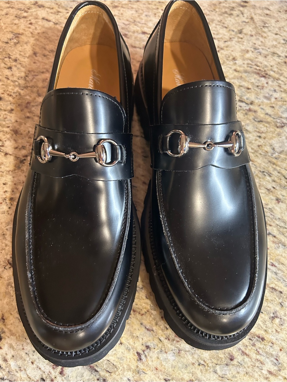 MARC NOLAN “BLAKE” bit buckle lug sole black leather loafer. NEW! Size 10